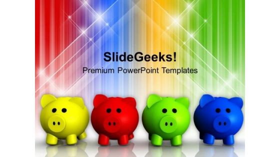 Colorful Piggy Bank Savings Future PowerPoint Templates Ppt Backgrounds For Slides 1212