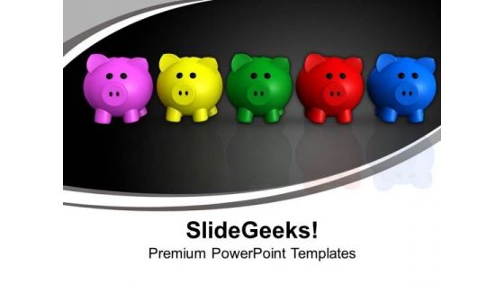 Colorful Piggy Banks Future Savings PowerPoint Templates Ppt Backgrounds For Slides 0113
