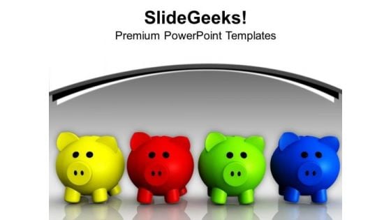 Colorful Piggy Banks Money Saving Concept PowerPoint Templates Ppt Backgrounds For Slides 0113