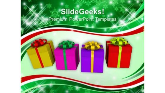 Colorful Presents For New Year Holidays PowerPoint Templates Ppt Backgrounds For Slides 1212