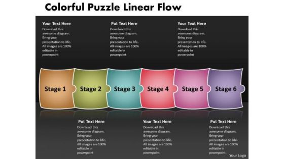 Colorful Puzzle Linear Flow Circuit Maker PowerPoint Templates