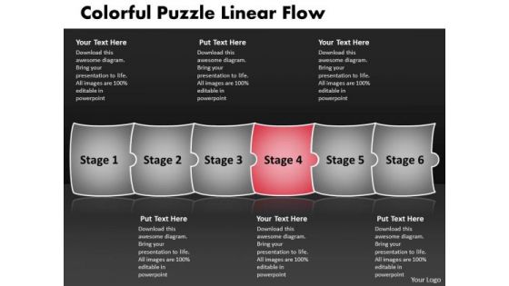 Colorful Puzzle Linear Flow Flowchart Slides Free PowerPoint