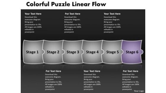 Colorful Puzzle Linear Flow It Business Requirements PowerPoint Slides