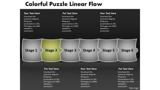 Colorful Puzzle Linear Flow Sequence Chart PowerPoint Templates