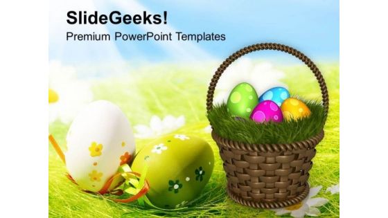 Colourful Easter Eggs With Garden Theme PowerPoint Templates Ppt Backgrounds For Slides 0313