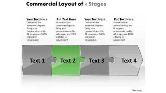 Commercial Layout Of 4 Stages Flowchart Creator PowerPoint Templates