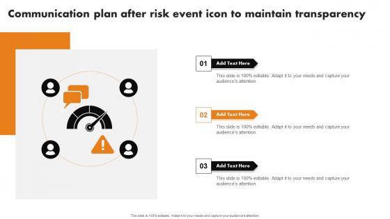 Communication Plan After Risk Event Icon To Maintain Transparency Ideas Pdf