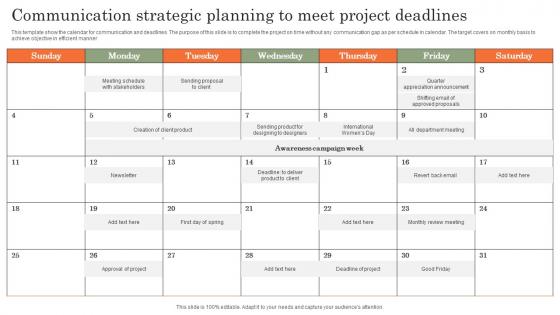Communication Strategic Planning To Meet Project Deadlines Mockup Pdf Communication Strategic Planning To Meet Project Deadlines Mockup Pdf