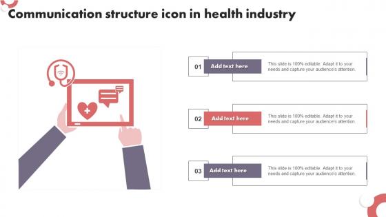 Communication Structure Icon In Health Industry Demonstration Pdf