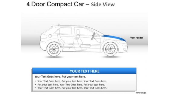 Compact 4 Door Blue Car Side View PowerPoint Slides And Ppt Diagram Templates