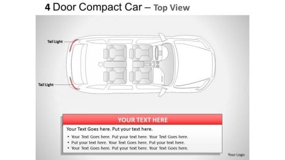 Compact 4 Door Blue Car Top View PowerPoint Slides And Ppt Diagram Templates