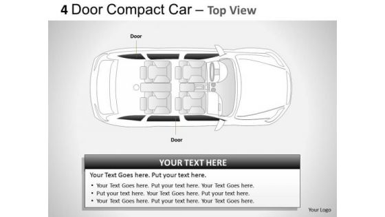 Compact 4 Door Red Car Top View PowerPoint Slides And Ppt Diagram Templates