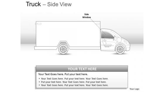 Compact Blue Truck Side View PowerPoint Slides And Ppt Diagram Templates