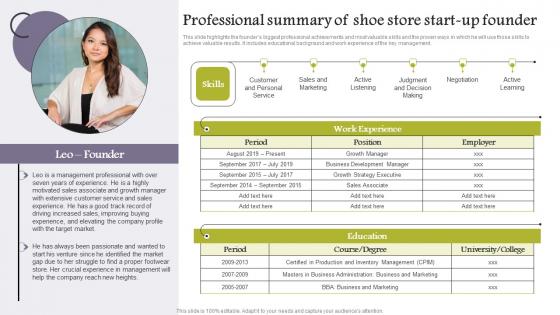 Company Analysis Of Shoe Store Professional Summary Shoe Store Demonstration Pdf