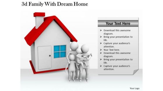 Company Business Strategy 3d Family With Dream Home Concept