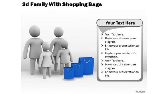 Company Business Strategy 3d Family With Shopping Bags Concept