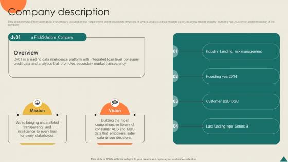 Company Description Financial Analytics Platform Investor Elevator Pitch Deck