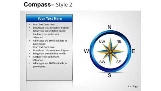 Company Direction Compass 2 PowerPoint Slides And Ppt Diagram Templates