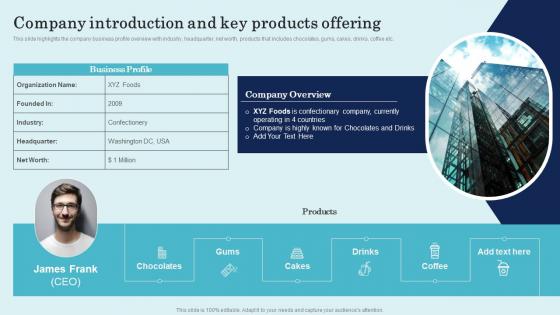 Company Introduction And Key Products Offering Product Repositioning Technique Clipart Pdf