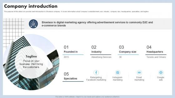 Company Introduction Capital Raising Pitch Deck For Advertising Services PPT Presentation