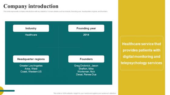 Company Introduction Digital Healthcare Solution Investor Funding Formats Pdf