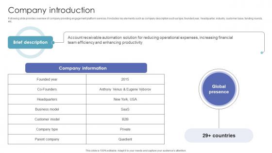 Company Introduction Investor Funding Pitch Deck For Automated Ar Platform