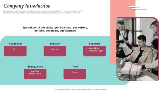 Company Introduction Pet Care Company Investor Funding Elevator Pitch Deck Elements Pdf