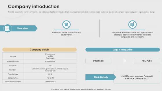 Company Introduction Property Listings Platform Pitch Deck PPT PowerPoint Company Introduction Property Listings Platform Pitch Deck PPT PowerPoint