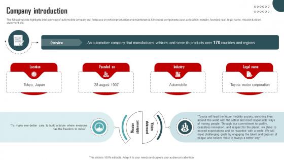 Company Introduction Vehicle Company Capital Funding Pitch Deck Company Introduction Vehicle Company Capital Funding Pitch Deck