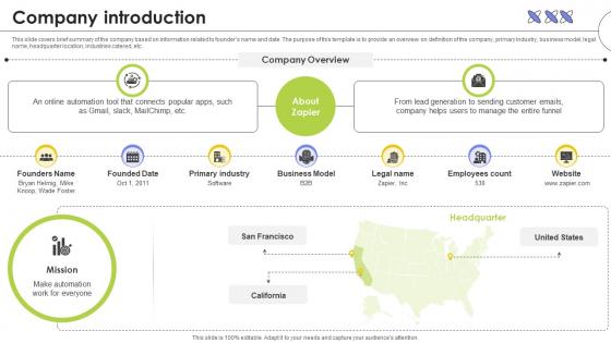 Company Introduction Web Based Automated Tool Platform Pitch Deck Ppt Slides