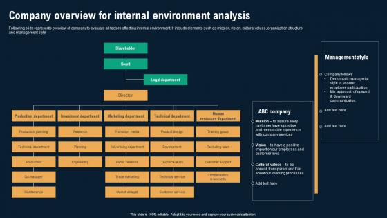 Company Overview For Internal Environment Analysis Business Environmental Analysis Template Pdf