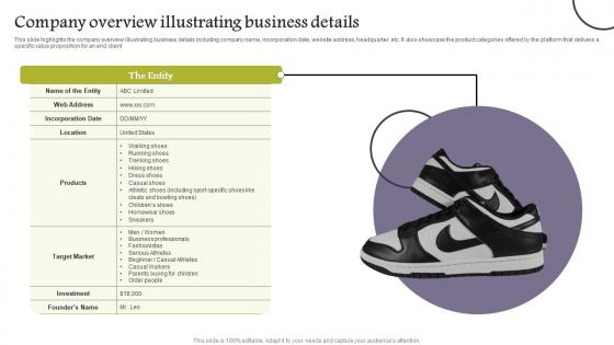 Company Overview Illustrating Business Company Analysis Of Shoe Store Themes Pdf