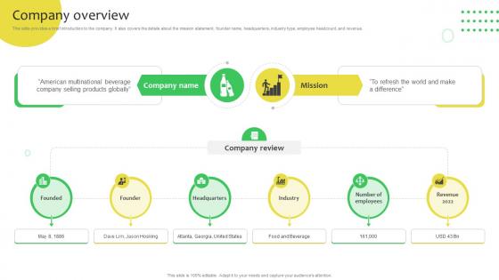 Company Overview Soft Drinks Company Business Model BMC SS V