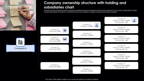 Company Ownership Structure With Holding And Subsidiaries Chart Elements Pdf