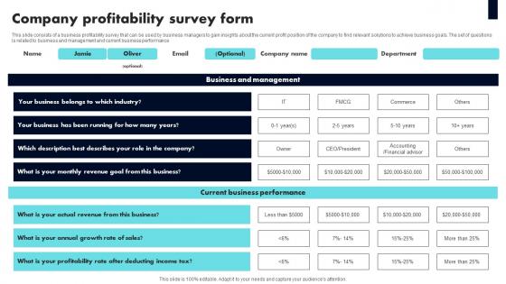 Company Profitability Survey Form Survey Ss