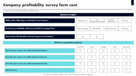 Company Profitability Survey Form Survey Ss