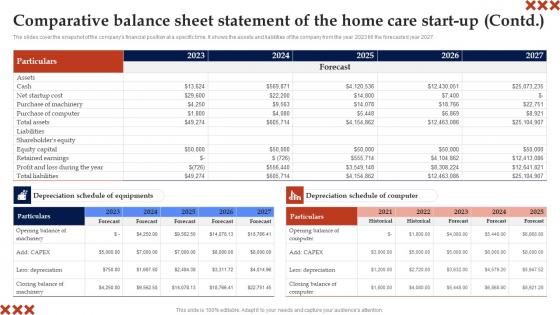 Comparative Balance Sheet Statement Of The In Home Care Business Plan Template Pdf