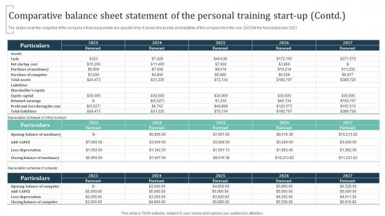 Comparative Balance Sheet Statement Of The Personal Training Group Training Business Template Pdf