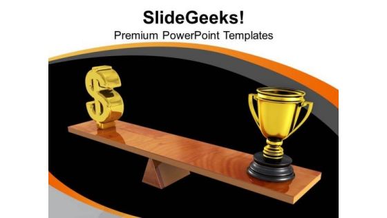 Comparison Between Dollar And Trophy Winners PowerPoint Templates Ppt Backgrounds For Slides 0313