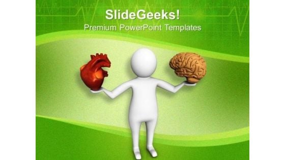 Comparison Between Heart And Brain PowerPoint Templates Ppt Backgrounds For Slides 0713