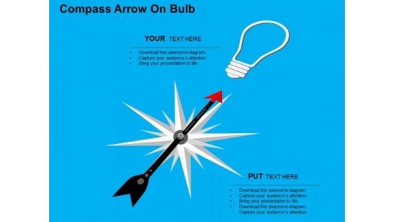 Compass Arrow On Bulb PowerPoint Templates