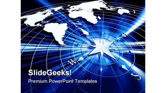 Compass With World Map Technology PowerPoint Themes And PowerPoint Slides 0511