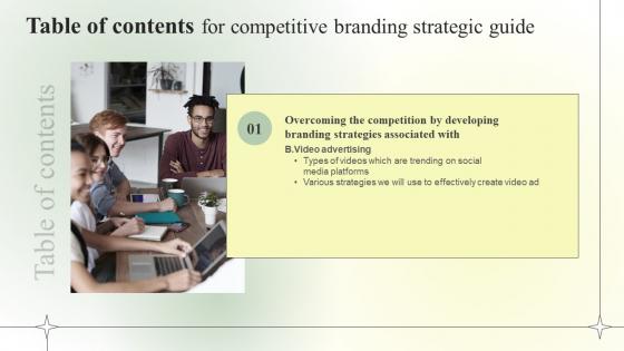 Competitive Branding Strategic Guide Table Of Contents Mockup PDF