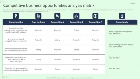 Competitive Business Opportunities Analysis Matrix Guidelines Pdf