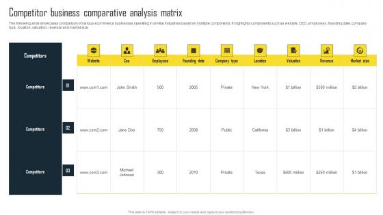 Competitor Business Comparative Analysis Matrix Efficient Plan For Conducting Competitor Portrait Pdf