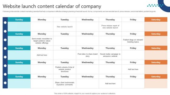 Complete Guide To Launch Website Launch Content Calendar Of Company Complete Guide To Launch Website Launch Content Calendar Of Company