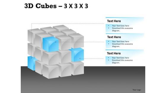 Completely Editable 3d Cube 3x3x3 PowerPoint Slides And Ppt Diagram Templates