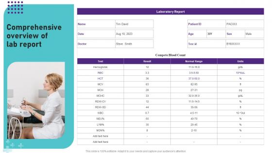 Comprehensive Overview Of Lab Report Operational Areas Healthcare Elements PDF