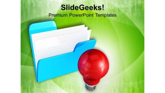 Computer Folder With Bulb Innovative Business PowerPoint Templates Ppt Backgrounds For Slides 0113