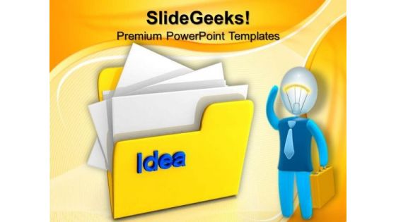 Computer Folder With Idea Business PowerPoint Templates And PowerPoint Themes 1012